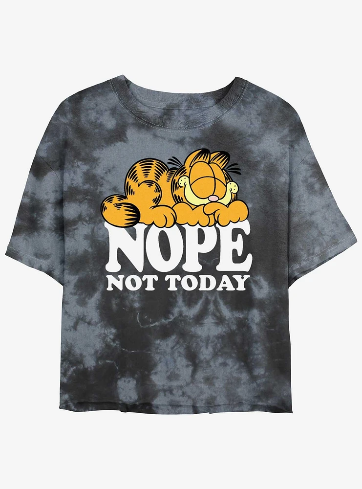 Garfield Nope Not Today Womens Tie-Dye Crop T-Shirt