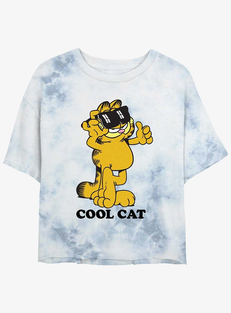 Garfield Cool Cat Womens Tie-Dye Crop T-Shirt