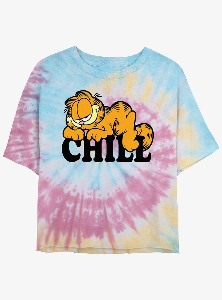 Garfield Chill Cat Womens Tie-Dye Crop T-Shirt