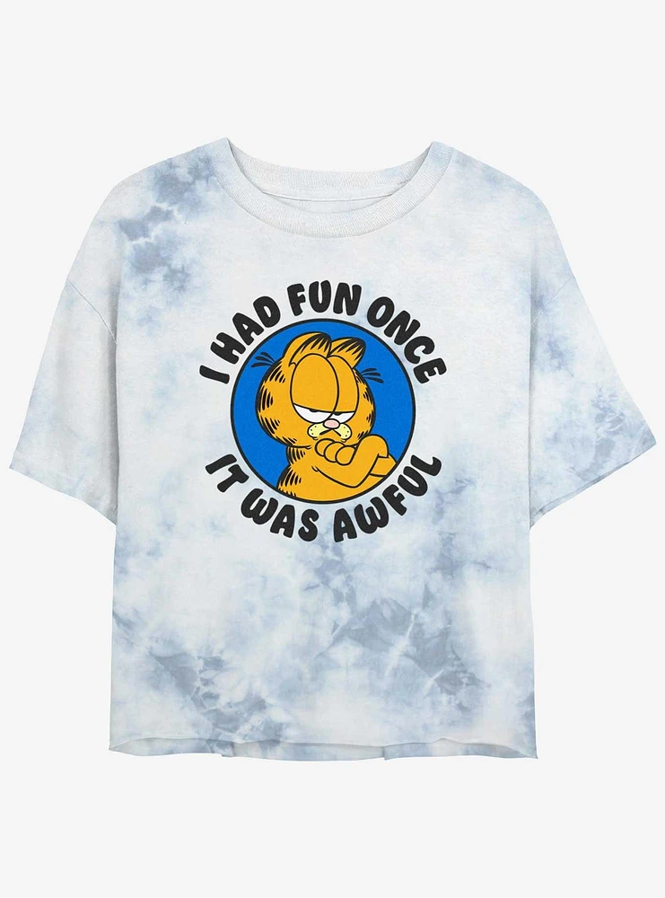 Garfield I Had Fun Once It Was Awful Womens Tie-Dye Crop T-Shirt