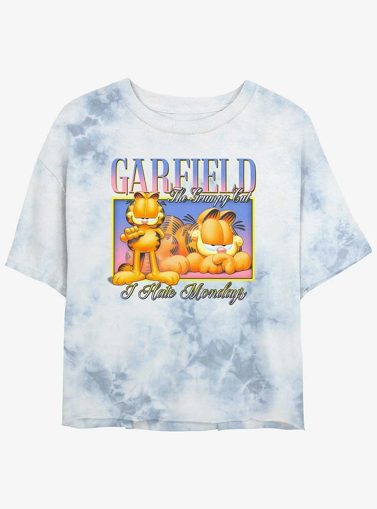 Garfield The Grumpy Cat Vibe Womens Tie-Dye Crop T-Shirt