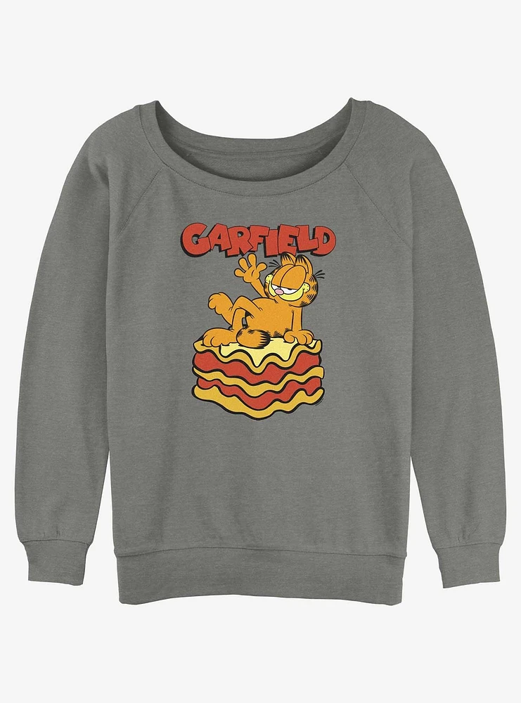 Garfield King Of Lasagna Womens Slouchy Sweatshirt