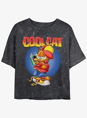 Garfield One Cool Cat Womens Mineral Wash Crop T-Shirt