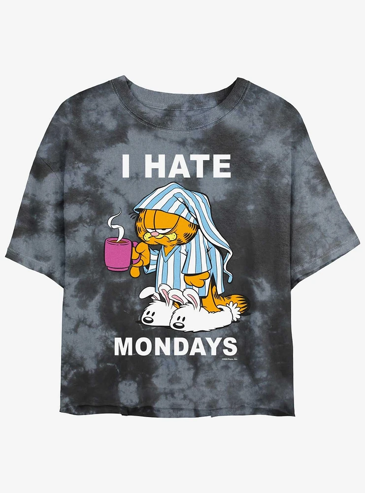 Garfield I Hate Mondays Womens Tie-Dye Crop T-Shirt