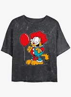 Garfield Clown Cat Womens Mineral Wash Crop T-Shirt