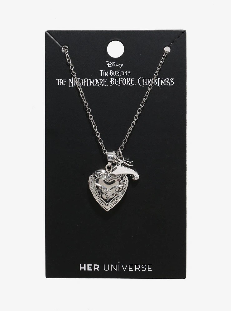 Her Universe Disney The Nightmare Before Christmas Jack & Sally Heart Locket Necklace- BoxLunch Exclusive