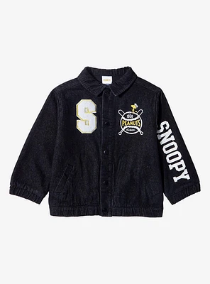 Peanuts Snoopy & Woodstock Toddler Baseball Denim Jacket — BoxLunch Exclusive