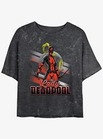 Marvel Deadpool Lady Pool Womens Mineral Wash Crop T-Shirt