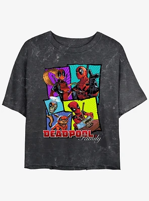 Marvel Deadpool Family Gathering Womens Mineral Wash Crop T-Shirt