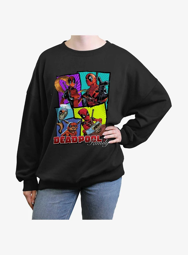 Marvel Deadpool Family Gathering Womens Oversized Sweatshirt