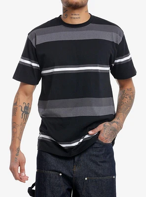 Black & Grey Stripe Oversized T-Shirt