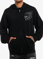 Social Collision Skull Flames Oversized Hoodie