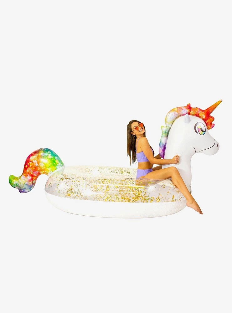 Glitter Unicorn Gigantic Beach and Pool Raft