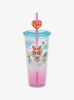 The Powerpuff Girls Pink and Blue Ombré Carnival Cup with Straw Charm