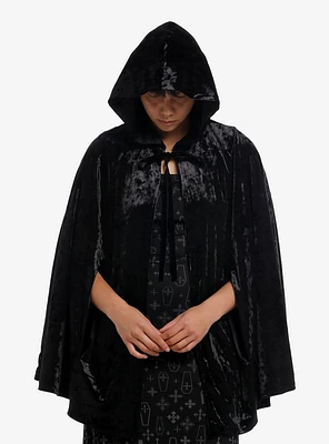 Cosmic Aura Black Velvet Girls Reversible Hooded Cape