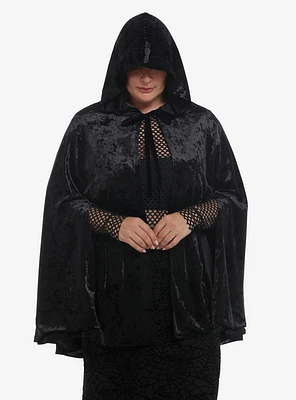 Cosmic Aura Black Velvet Girls Reversible Hooded Cape Plus