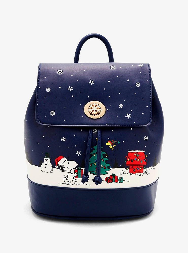 Peanuts Snoopy & Woodstock Holiday Scene Flap Mini Backpack - BoxLunch Exclusive