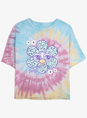 Furby Flower Face Womens Tie-Dye Crop T-Shirt