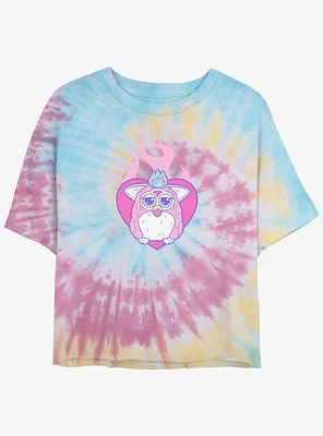 Furby Fire Heart Womens Tie-Dye Crop T-Shirt