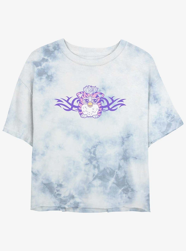 Furby Striped Womens Tie-Dye Crop T-Shirt