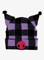 Kuromi Purple & Black Plaid Figural Beanie