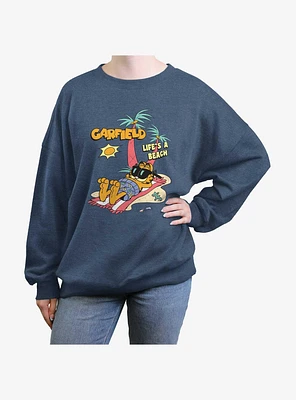 Garfield Cat On The Beach Womens Oversized Sweatshirt