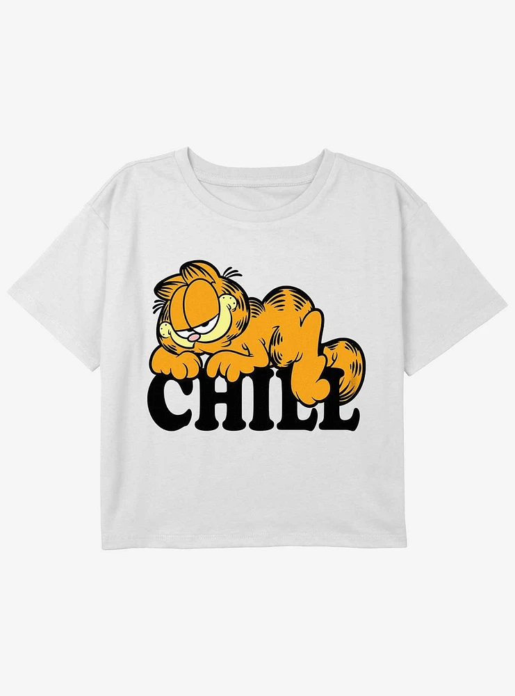 Garfield Chill Cat Youth Girls Boxy Crop T-Shirt