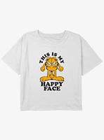 Garfield My Happy Face Youth Girls Boxy Crop T-Shirt