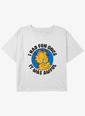 Garfield I Had Fun Once It Was Awful Youth Girls Boxy Crop T-Shirt