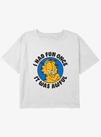 Garfield I Had Fun Once It Was Awful Youth Girls Boxy Crop T-Shirt