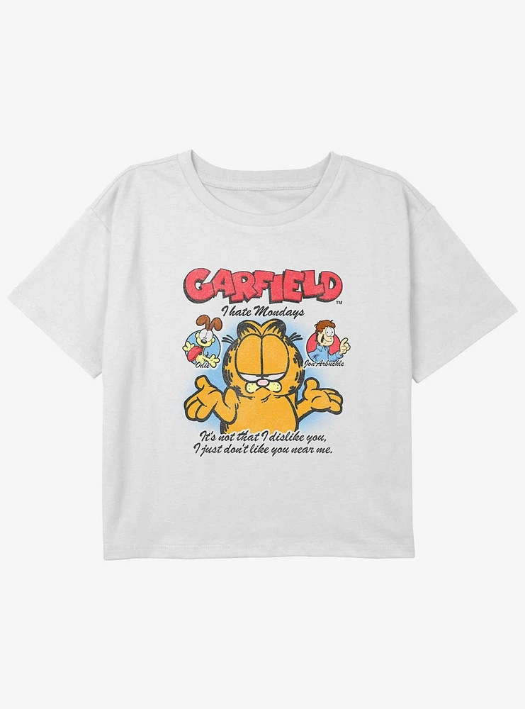 Garfield Don't Like You Near Me Youth Girls Boxy Crop T-Shirt