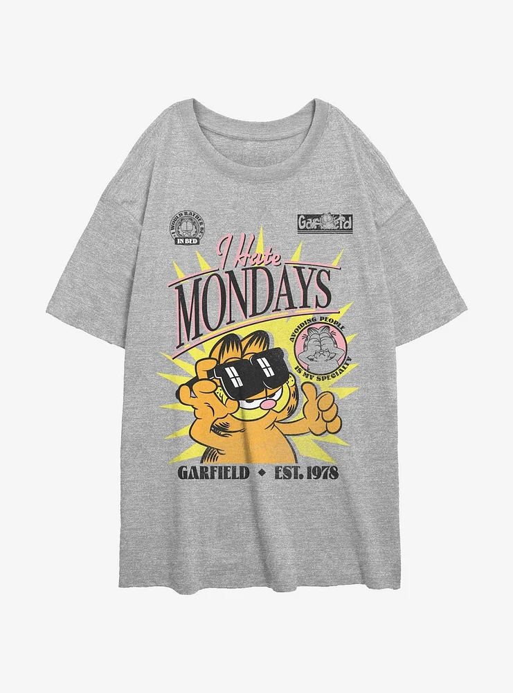 Garfield Cool Cat Hates Mondays Womens Oversized T-Shirt