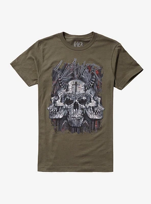 Slayer Skull Trio Green Boyfriend Fit Girls T-Shirt