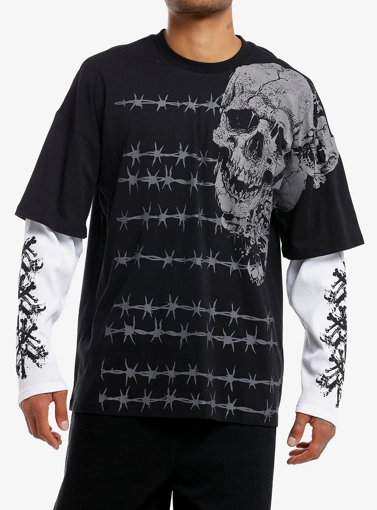 Skulls & Barbed Wire Twofer Long-Sleeve T-Shirt