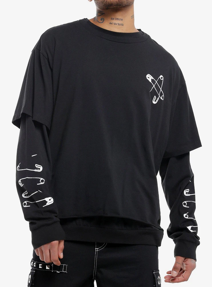 Safety Pins Twofer Long-Sleeve T-Shirt