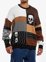 Skull Brown Patchwork Sweater