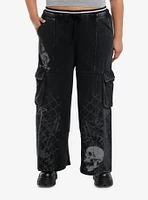 Social Collision Black Skull & Barbed Wire Wide Leg Girls Lounge Pants Plus