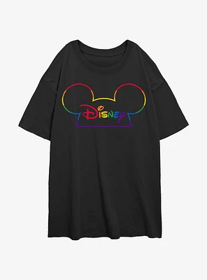 Disney Prideful Mouse Ears Womens Oversized T-Shirt