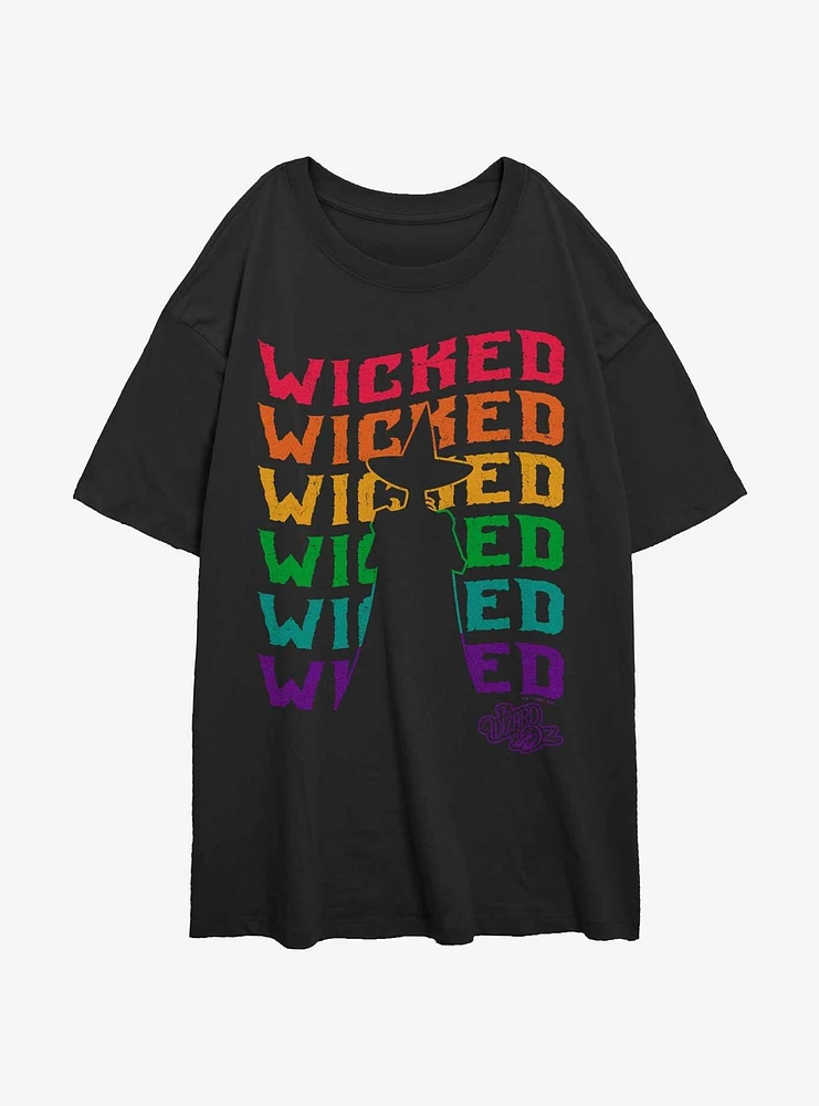 Wizard Of Oz Wicked Rainbow Repeat Womens Oversized T-Shirt