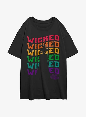 Wizard Of Oz Wicked Rainbow Repeat Womens Oversized T-Shirt