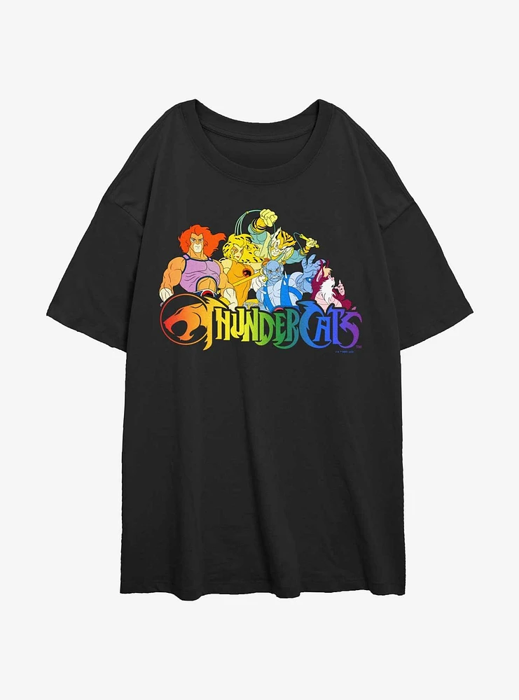 Thundercats Rainbow Cats Womens Oversized T-Shirt