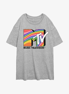 MTV Rainbow Television Womens Oversized T-Shirt