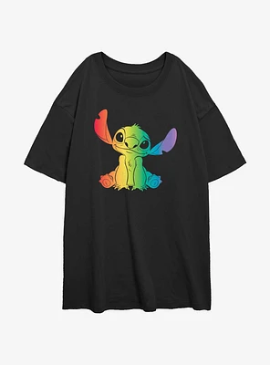 Disney Lilo & Stitch Pride Fill Womens Oversized T-Shirt