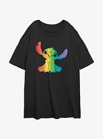 Disney Lilo & Stitch Pride Fill Womens Oversized T-Shirt