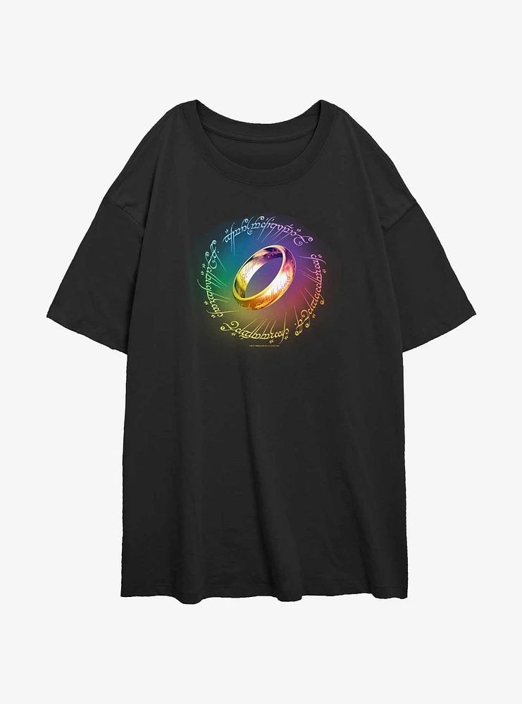 The Lord Of Rings One Ring Rainbow Womens Oversized T-Shirt