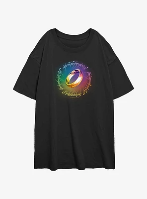 The Lord Of Rings One Ring Rainbow Womens Oversized T-Shirt