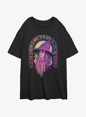 The Lord Of Rings Decide With Time Gandalf Womens Oversized T-Shirt