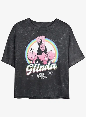 Wizard Of Oz  Rainbow Glinda Womens Mineral Wash Crop T-Shirt