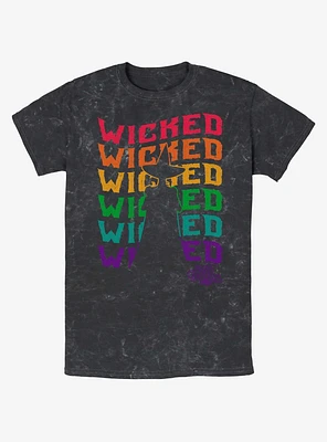 Wizard Of Oz Wicked Rainbow Repeat Mineral Wash T-Shirt