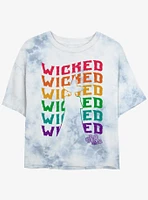 Wizard Of Oz Wicked Rainbow Repeat Womens Tie-Dye Crop T-Shirt